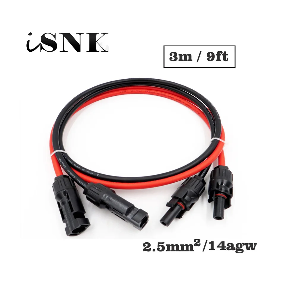 1pair X 3m 14AWG 9FT 2.5mm2 MC4 Connector Extension Connect branch black parallel Series 3 meter extend cable
1pair X 3m 14AWG 9FT 2.5mm2 MC4 Connector Extension Connect branch black parallel Series 3 meter extend cable