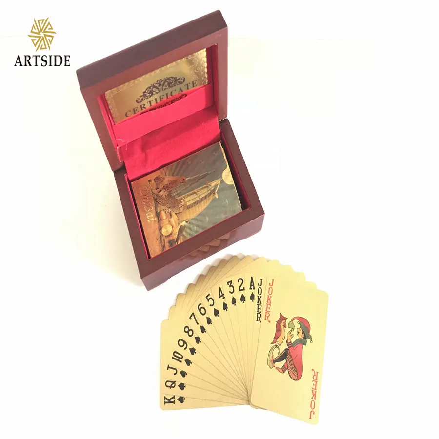 

Luxury Dubai 24K Gold Foil Poker Playing Cards Classic Magic Tricks Tool, Deck Carta de Baralho with Box Good Gift Idea