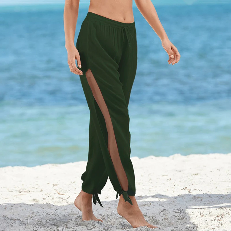 Women Pants Ladies Beach Summer Drawstring Boho Fashion Low Rise Stylish Trousers Wide Leg Baggy Solid Ankle Length
Women Pants Ladies Beach Summer Drawstring Boho Fashion Low Rise Stylish Trousers Wide Leg Baggy Solid Ankle Length