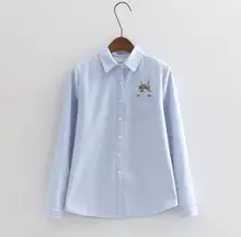 Women Shirt White Blue Tops Ladies Blouses Long Sleeve Shirt Female Office Top Pocket Cat Printed Embroidery
Women Shirt White Blue Tops Ladies Blouses Long Sleeve Shirt Female Office Top Pocket Cat Printed Embroidery