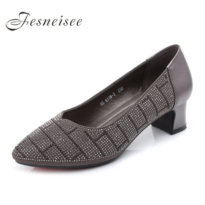 New Elegant Office Lady Genuine Leather High Heel Shoe Women Pointed Toe Square Heel Pumps Crystal Women Footwears Size 34-41 ms
New Elegant Office Lady Genuine Leather High Heel Shoe Women Pointed Toe Square Heel Pumps Crystal Women Footwears Size 34-41 ms