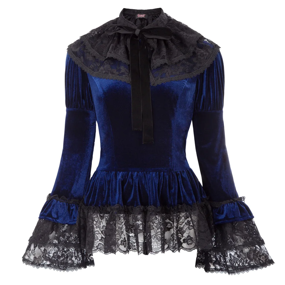 Gothic Victorian 2pcs Set Velvet Top +Lace Cape Steampunk Theater Clothing Navy Blue Purple Womens Vintage Coat Tops Outerwear
Gothic Victorian 2pcs Set Velvet Top +Lace Cape Steampunk Theater Clothing Navy Blue Purple Womens Vintage Coat Tops Outerwear