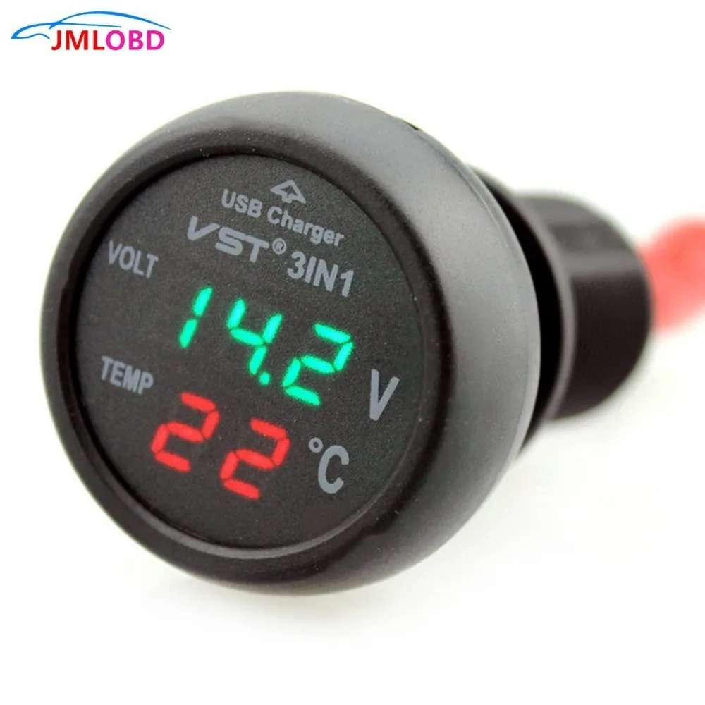 Multifunction Car Digital Voltmeter USB Car Charger 3 in 1 LED Cigarette Lighter Battery DC Thermometer Temperature Sensor NEW
Multifunction Car Digital Voltmeter USB Car Charger 3 in 1 LED Cigarette Lighter Battery DC Thermometer Temperature Sensor NEW