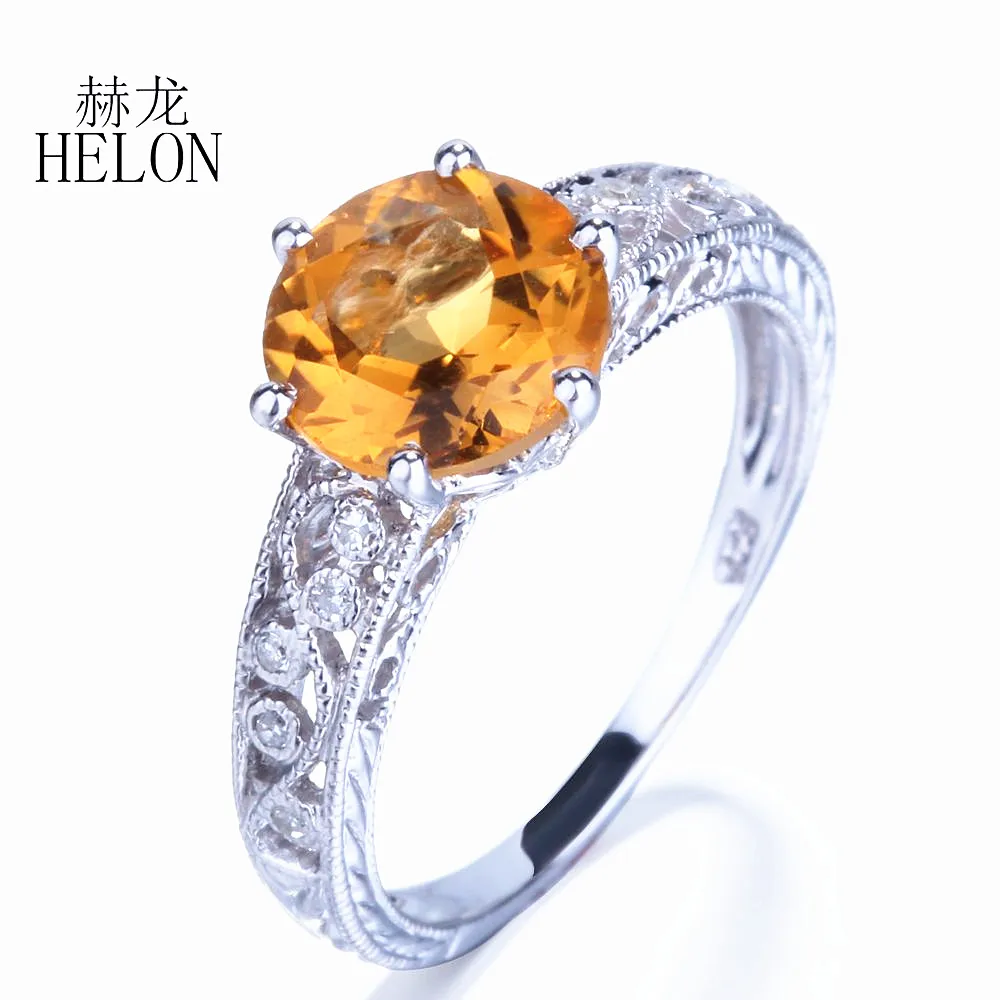 HELON Solid 10K White Gold Women's Fine Jewelry Art Nouveau Vintage 7.5mm Round Cut Citrine Pave Diamond Engagement Wedding Ring
HELON Solid 10K White Gold Women's Fine Jewelry Art Nouveau Vintage 7.5mm Round Cut Citrine Pave Diamond Engagement Wedding Ring