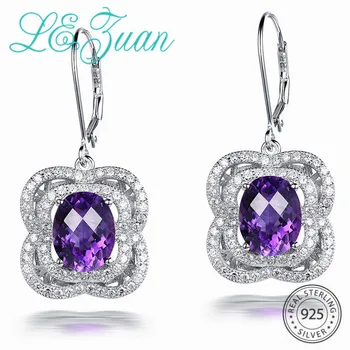 L&zuan 5.08ct Natural Amethyst Drop Earrings 100% 925 Sterling Silver Jewelry Cluster Gemstone Luxury Earrings For Women
L&zuan 5.08ct Natural Amethyst Drop Earrings 100% 925 Sterling Silver Jewelry Cluster Gemstone Luxury Earrings For Women