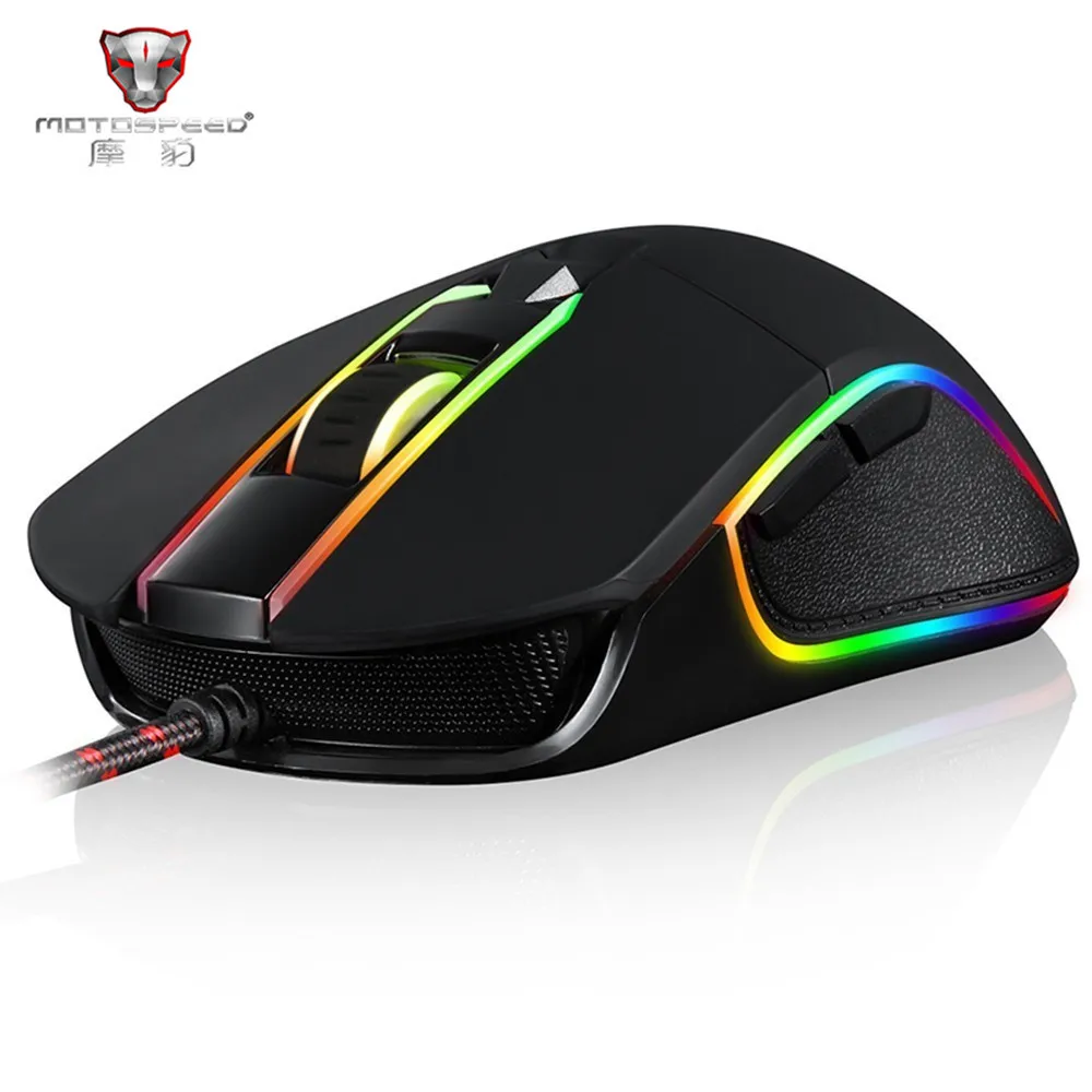 

Motospeed V30 Wired USB Gaming Mouse 3500 DPI LED Professional Support Macro Programming Mause with Wrist Rest Mousepad for PC