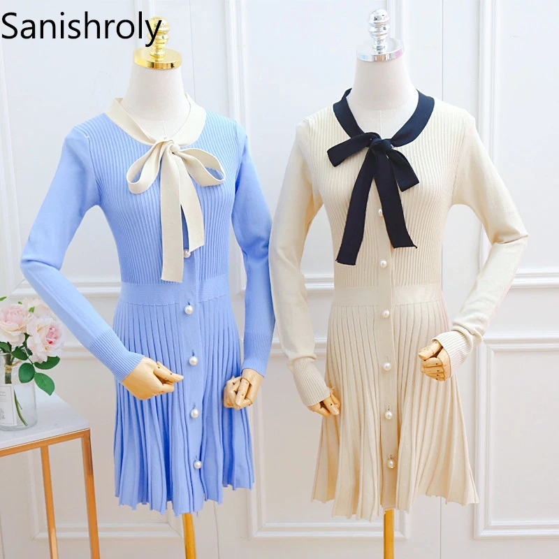 Sanishroly 2018 Autumn Long Sleeve Sweater Dress Women Bow Beading Knitted Dresses Female Midi Long Pleated Dress Vestidos S325
Sanishroly 2018 Autumn Long Sleeve Sweater Dress Women Bow Beading Knitted Dresses Female Midi Long Pleated Dress Vestidos S325