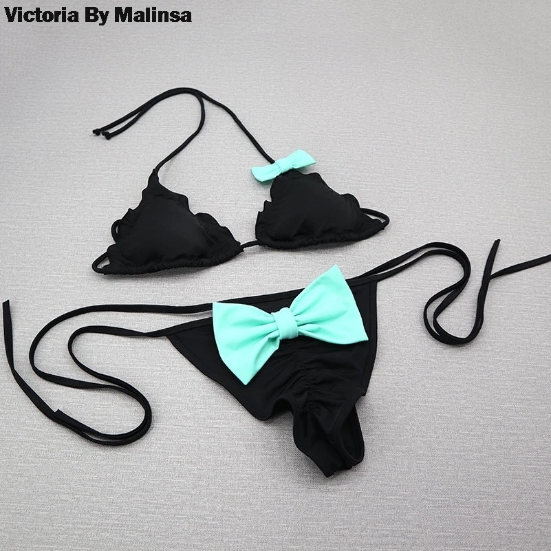 Summer Women Bow Triangle Bikini Set Black Secret Swimsuit Biquini Thong Bottom brazilian Bathing Suit Cheeky Swimwear
Summer Women Bow Triangle Bikini Set Black Secret Swimsuit Biquini Thong Bottom brazilian Bathing Suit Cheeky Swimwear