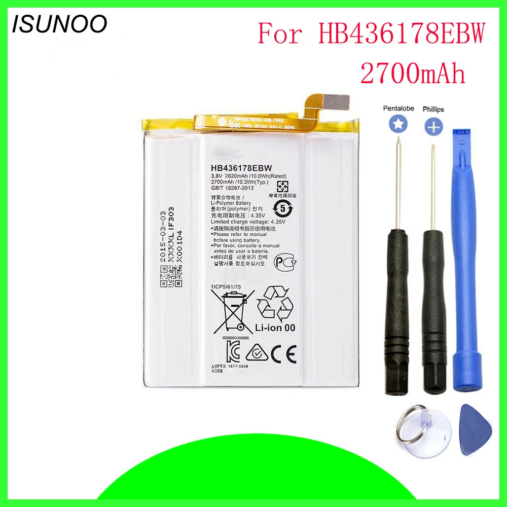 ISUNOO HB436178EBW Battery For Huawei Mate S CRR-CL00 UL00 Batterie Bateria Batterij 2700mAh With Repair Tools
ISUNOO HB436178EBW Battery For Huawei Mate S CRR-CL00 UL00 Batterie Bateria Batterij 2700mAh With Repair Tools