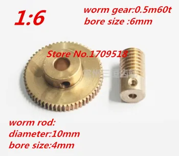 1 sets 0.5M60t 60 teeth worm gear reduction ratio:1:60 worm rod diameter 10mm, bore 4mm
1 sets 0.5M60t 60 teeth worm gear reduction ratio:1:60 worm rod diameter 10mm, bore 4mm