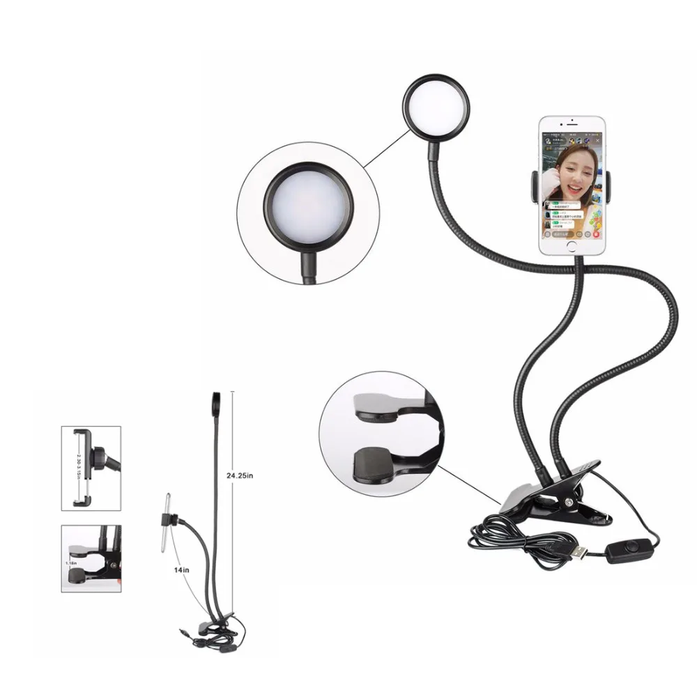 Phone Holder with Selfie Ring Light for Live Stream Video Chat,for Iphone 6/7/7Plus Samsung,Photography Ring Light for iPhone
Phone Holder with Selfie Ring Light for Live Stream Video Chat,for Iphone 6/7/7Plus Samsung,Photography Ring Light for iPhone