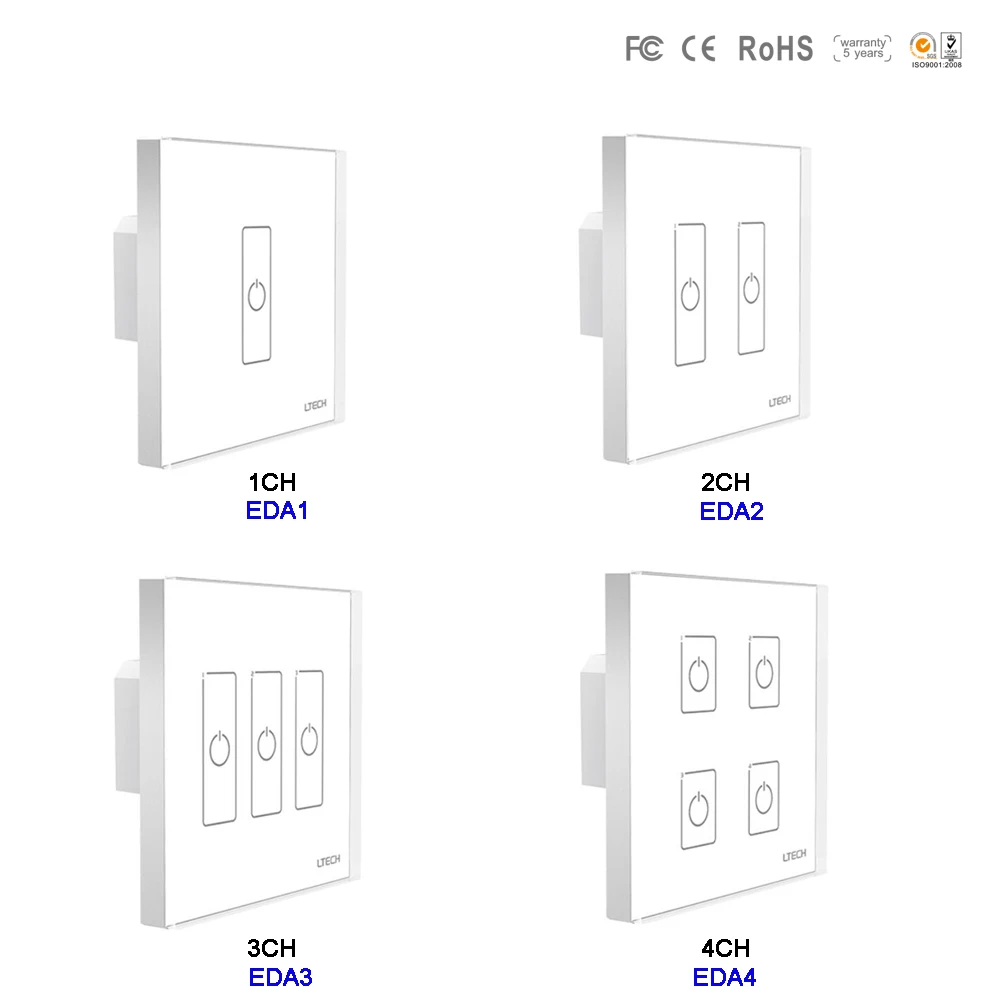 LTECH Wall Mount DALI Touch Panel 1CH 2CH 3CH 4CH Control Switch Dimmer LED Controller EDA1 EDA2 EDA3 EDA4 bus supply power
LTECH Wall Mount DALI Touch Panel 1CH 2CH 3CH 4CH Control Switch Dimmer LED Controller EDA1 EDA2 EDA3 EDA4 bus supply power