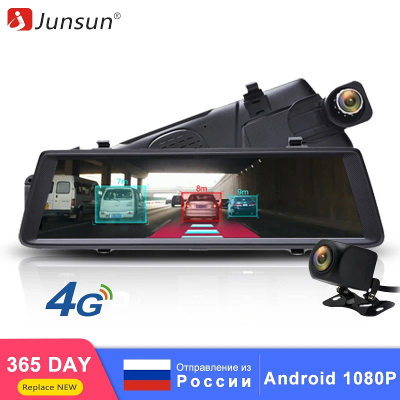 

Junsun 4G ADAS Car Dvr Stream RearView Mirror FHD 1080P Dash Camer Dual lens 10" Touch Screen Android GPS Navigation BT WIFI