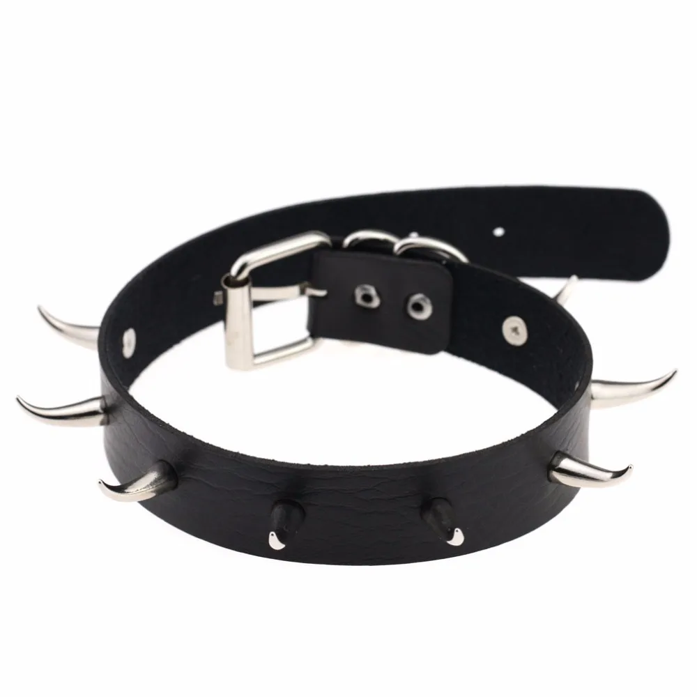 2019 Vintage Bijoux Women Men Jewelry Cool Punk Goth Rivet Choker Necklace Leather Collares Round Metal Pendant Anime Necklaces-Yellow