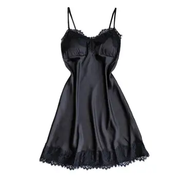 2019 Sexy Women Silky Sleepwear Solid Color Lace Patchwork Nightdress V Neck Spaghetti Strap Female Fashion Summer
2019 Sexy Women Silky Sleepwear Solid Color Lace Patchwork Nightdress V Neck Spaghetti Strap Female Fashion Summer