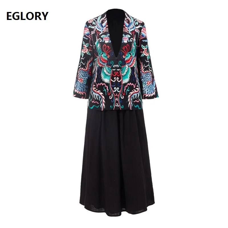 Top Quality Designer Clothing Suits Women Luxurious Embroidery Coat Jacket+A-Line Black Cotton Skirt Suit & Sets Female Clothes
Top Quality Designer Clothing Suits Women Luxurious Embroidery Coat Jacket+A-Line Black Cotton Skirt Suit & Sets Female Clothes