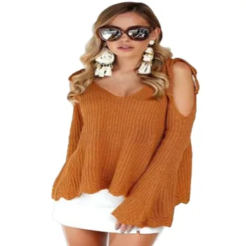 2017 Autumn New Women Ladies Sweater Knit Flare Sleeve Off Shoulder V-neck Bandage Solid Loose Casual Pullover Sweater Tops
2017 Autumn New Women Ladies Sweater Knit Flare Sleeve Off Shoulder V-neck Bandage Solid Loose Casual Pullover Sweater Tops