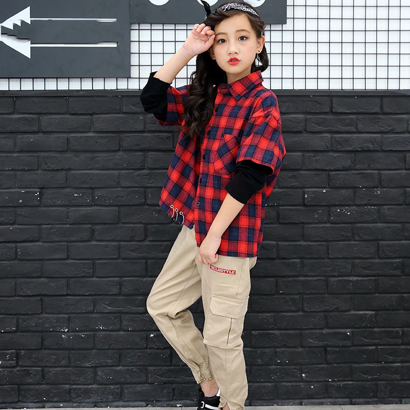 jazz dance wear kids Girls street dance wear plaid shirt and khaki harem pants hip hop dance costumes kids
jazz dance wear kids Girls street dance wear plaid shirt and khaki harem pants hip hop dance costumes kids
