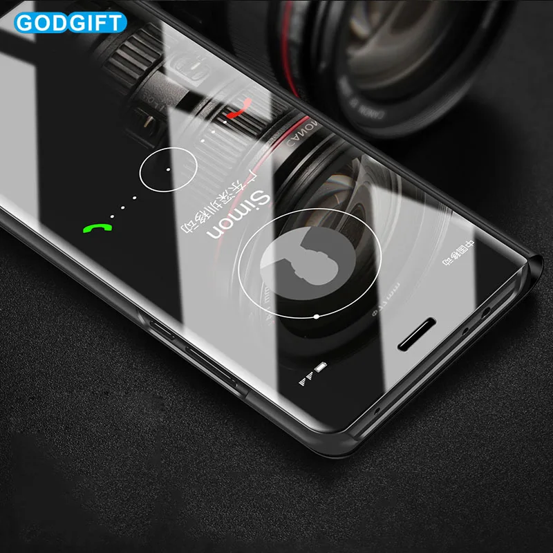 

Luxury Mirror View Flip Case For iPhone 7 Phone Case XR XS MAX X 8 7 6 6s Flip Stand Phone Case For iPhone 7 8 Plus Cover Shell