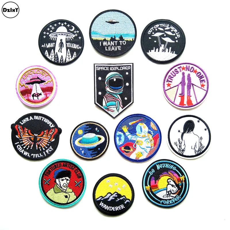 (DzIxY) 1 PCS Round UFO parches Embroidered Iron on Patches for Clothing DIY Stripes Stickers Astronaut Badges @B6
(DzIxY) 1 PCS Round UFO parches Embroidered Iron on Patches for Clothing DIY Stripes Stickers Astronaut Badges @B6