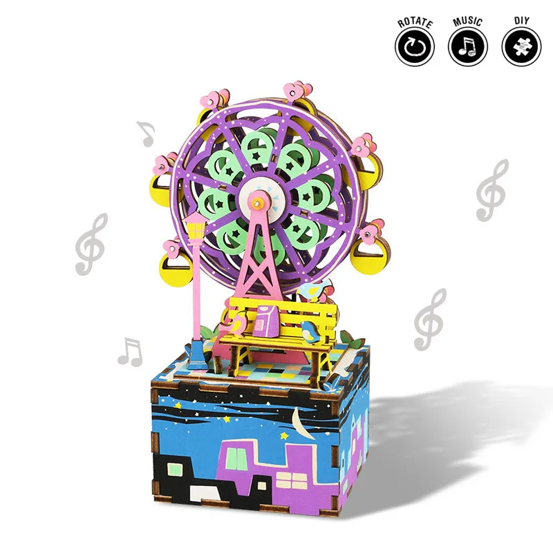 DIY 3D Wooden Music Box Rotatable Carousel Ferris Wheel Clockwork Type Wooden Puzzle Toy Music Box Toys For Kids Christmas Gifts
DIY 3D Wooden Music Box Rotatable Carousel Ferris Wheel Clockwork Type Wooden Puzzle Toy Music Box Toys For Kids Christmas Gifts