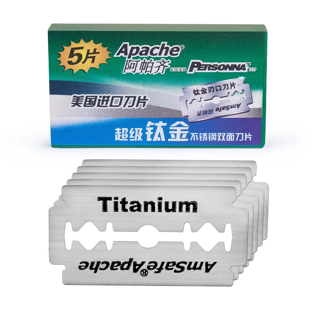 Apache Double Edge Safety Razor Blade Classic Safety Razor Blade Straight Razor Titanium Blade Made USA Blade, 10 Pcs
Apache Double Edge Safety Razor Blade Classic Safety Razor Blade Straight Razor Titanium Blade Made USA Blade, 10 Pcs