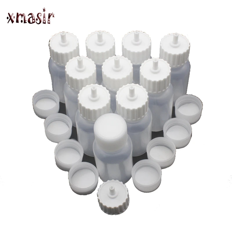 

10pcs Henna 30ML Plastic Nozzle Applicator Drawing Bottle With Sealing Cap, Labels Henna Tattoo JAC Squeezable Dropper Bottles