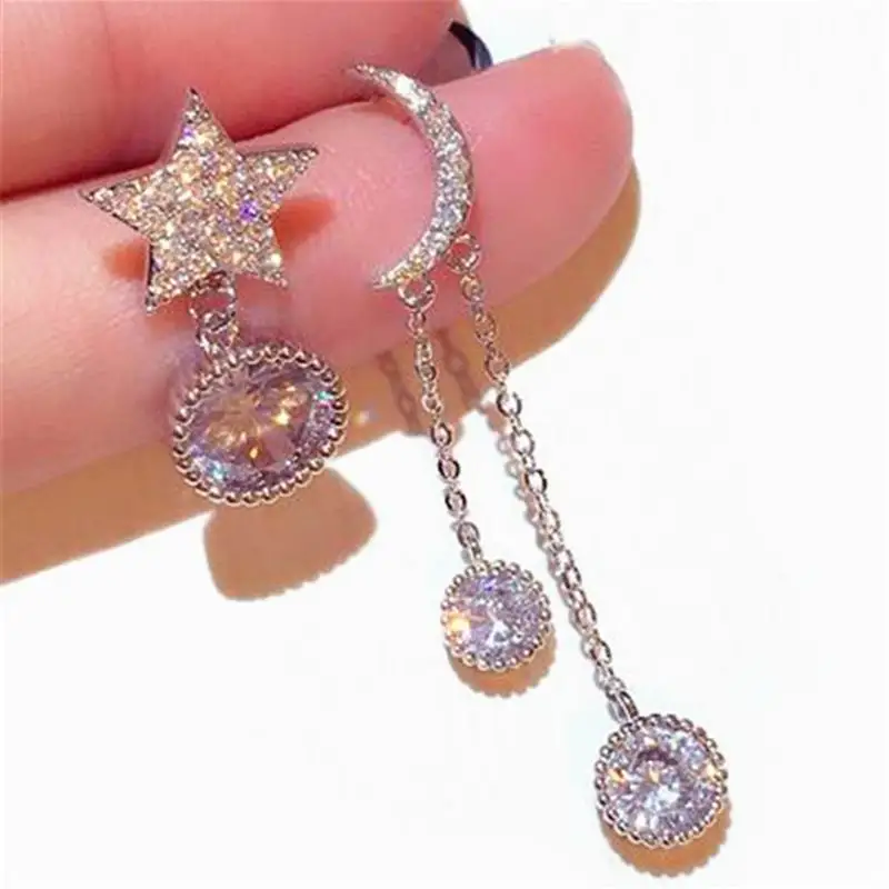 925 Silver Needle Star Moon Zircon Drop Earrings 2019 Korean Style Chic Ab Design Super Shining Rhinestone Ear Jewelry Bijoux
925 Silver Needle Star Moon Zircon Drop Earrings 2019 Korean Style Chic Ab Design Super Shining Rhinestone Ear Jewelry Bijoux