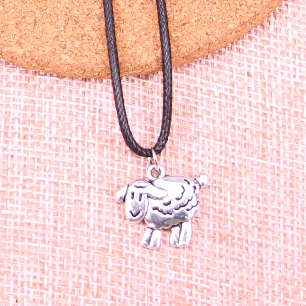 20Pcs Antique Silver Color sheep lamb Pendant 18*16mm Leather Chain Necklace Black Cord | Украшения и аксессуары