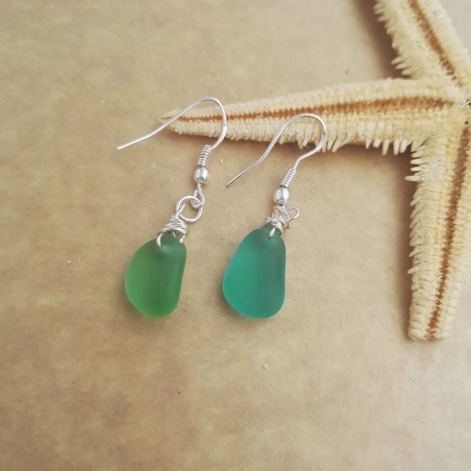 SanLan 1 pair Green Sea Glass Earrings Wire Wrapped Wedding Jewelry Beach Wedding Earrings
SanLan 1 pair Green Sea Glass Earrings Wire Wrapped Wedding Jewelry Beach Wedding Earrings