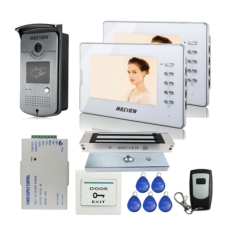 New 7" Screen Video Intercom Door Phone System + 2 White Monitors + 1 RFID Access Camera Electric Magnetic Lock FREE SHIPPING
New 7" Screen Video Intercom Door Phone System + 2 White Monitors + 1 RFID Access Camera Electric Magnetic Lock FREE SHIPPING