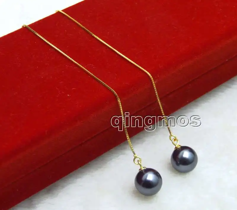 Fashion Big 10mm Black Round Sea shell pearl and Gold-Color sterling silver s925 Ear Line dangle 4'' Earring-ear657
Fashion Big 10mm Black Round Sea shell pearl and Gold-Color sterling silver s925 Ear Line dangle 4'' Earring-ear657