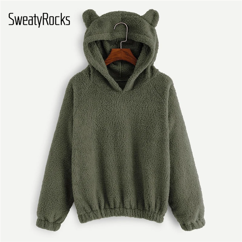 SweatyRocks Lovely Solid Hooded Teddy Sweatshirt With Ear 2018 Long Sleeve Pullovers Thick Sweatshirts Women Casual Sweatshirts
SweatyRocks Lovely Solid Hooded Teddy Sweatshirt With Ear 2018 Long Sleeve Pullovers Thick Sweatshirts Women Casual Sweatshirts