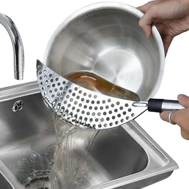 Stainless Steel Vegetable Drainer Semicircle Pot Pan Strainer Colander Pasta Food Filter kitchen Cooking Gadget With Handle
Stainless Steel Vegetable Drainer Semicircle Pot Pan Strainer Colander Pasta Food Filter kitchen Cooking Gadget With Handle