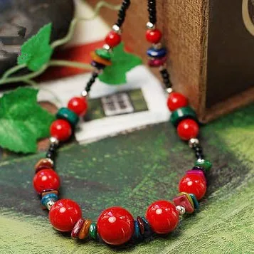 Beautiful Tibetan Style Charming Red Coral Beads Exquisite Necklace Multicolor Shell Piece Black Ceramic Original Ethnic Jewelry
Beautiful Tibetan Style Charming Red Coral Beads Exquisite Necklace Multicolor Shell Piece Black Ceramic Original Ethnic Jewelry