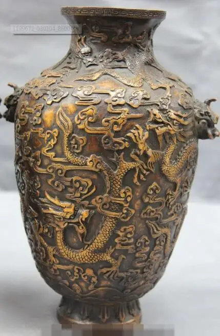 S6223 9 Chinese Palace Bronze Copper Carved Statue Dragon Flask Pot Bottle Vase Pair D0318
S6223 9 Chinese Palace Bronze Copper Carved Statue Dragon Flask Pot Bottle Vase Pair D0318