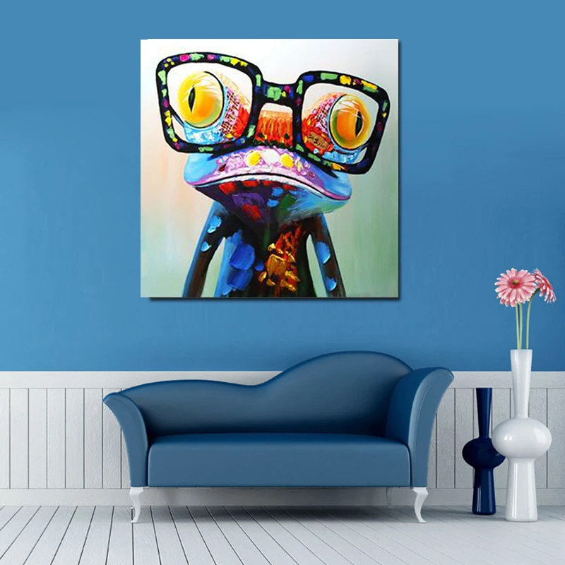 

2018 40*50cm HD Funny Glass Frog Abstract Animal Wall Art Posters And Prints Picture for Home Decor Painting on Canvas Frameless