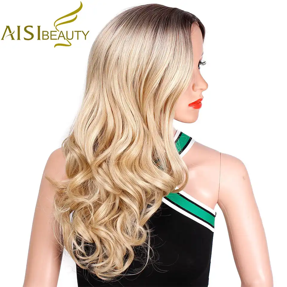 Aisi Beauty Synthetic Ombre Wavy Long Wigs For Women Grey Red