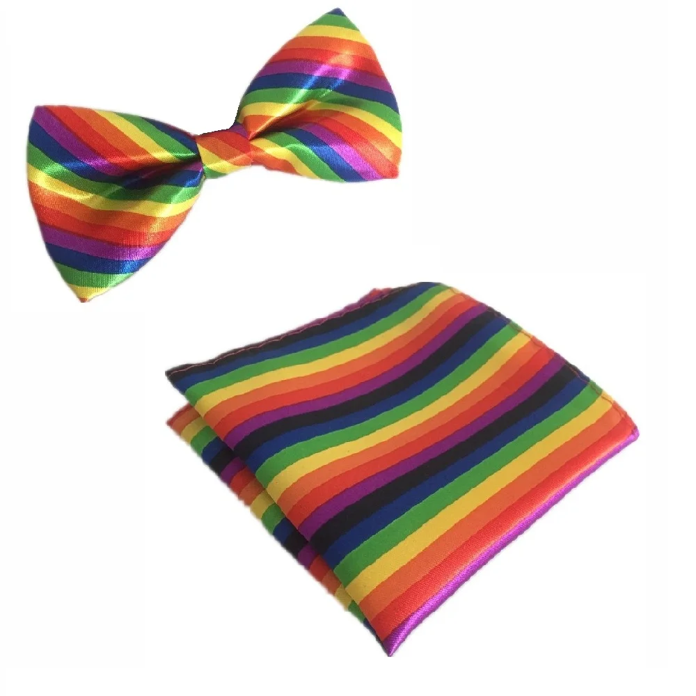 Rainbow Neck Tie Set Striped Bow Ties for Men Pocket square Wedding Polyester Butterfly Handkerchief Bowtie Mens Mariage
Rainbow Neck Tie Set Striped Bow Ties for Men Pocket square Wedding Polyester Butterfly Handkerchief Bowtie Mens Mariage