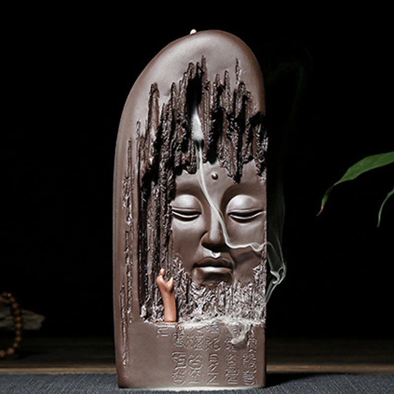 Backflow-Incense-Burner-Home-Decor-Zen-Buddha-Incense-Holder-Buddhist-Aroma-Censer-20Pcs-Free-Incense-Cones