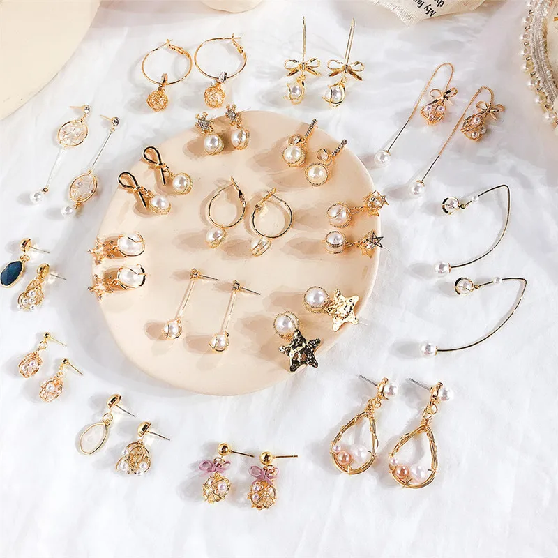 Korean Sweet Bow Knot Zircon Pearl Fresh Hoop Drop Dangle Earrings Collection Sets For Woman Girls Fashion Jewelry-DDE
Korean Sweet Bow Knot Zircon Pearl Fresh Hoop Drop Dangle Earrings Collection Sets For Woman Girls Fashion Jewelry-DDE