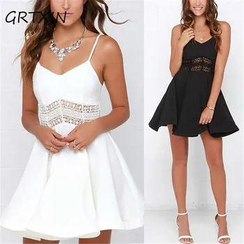 White Black Vestidos Summer Fashion Women Sexy Strap V Neck Crochet Lace Waist Skater Dress Casual Party Mini Short Dresses
White Black Vestidos Summer Fashion Women Sexy Strap V Neck Crochet Lace Waist Skater Dress Casual Party Mini Short Dresses