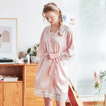 CEARPION Women New Solid Satin Robe Elegant Lace Patch Dressing Gown Silky Kimono Robe Short Style Nighty Pajama Bathgown
CEARPION Women New Solid Satin Robe Elegant Lace Patch Dressing Gown Silky Kimono Robe Short Style Nighty Pajama Bathgown