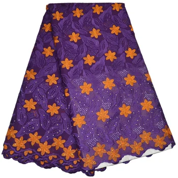 (5yards/pc) High quality purple African cotton lace fabric with attractive orange embroidery and stones for party dress CLP16
(5yards/pc) High quality purple African cotton lace fabric with attractive orange embroidery and stones for party dress CLP16
