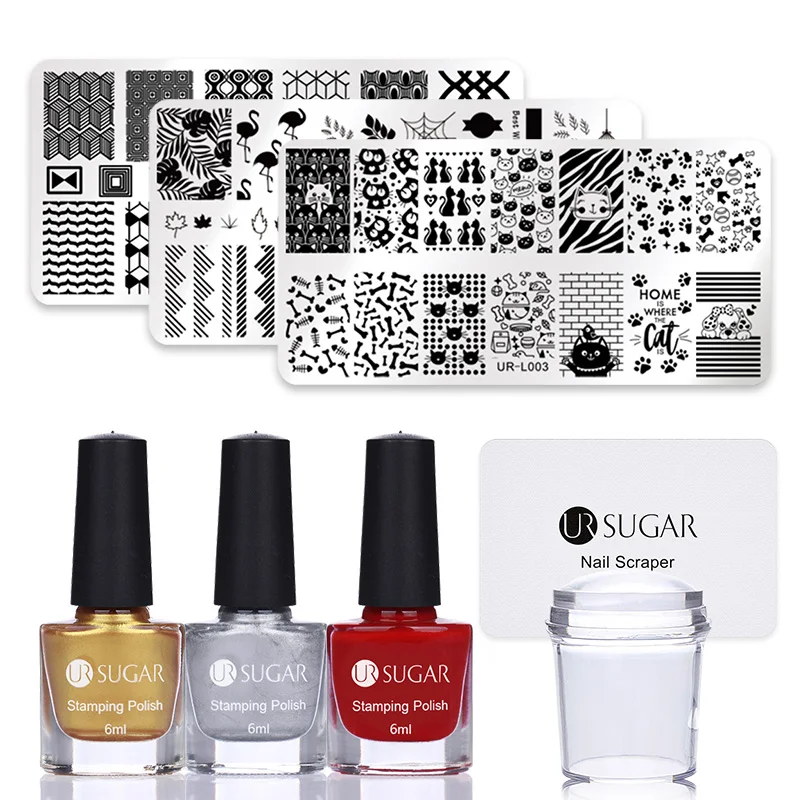 UR SUGAR 3Pcs Nail Art Printing Stamping Polish & 3Pcs Flamingo Plant Stamping Plate & 1Pc 3.9cm Clear Silicone Stamper Scraper
UR SUGAR 3Pcs Nail Art Printing Stamping Polish & 3Pcs Flamingo Plant Stamping Plate & 1Pc 3.9cm Clear Silicone Stamper Scraper