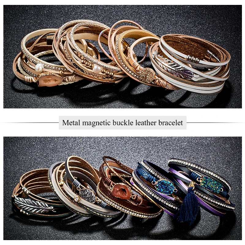 SHUANGR Fashion Pearl Multilayer Leather Bracelet Bangle for Woman Vintage Charm Pendant Bracelets Pulseira Jewelry
SHUANGR Fashion Pearl Multilayer Leather Bracelet Bangle for Woman Vintage Charm Pendant Bracelets Pulseira Jewelry