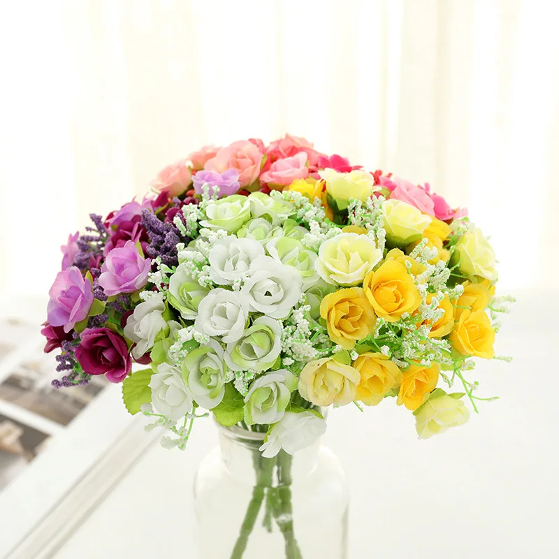 Autumn 15 heads/bouquet small bud roses bract artificial flower silk rose DIY wedding home Christmas decor flowers rose gift
Autumn 15 heads/bouquet small bud roses bract artificial flower silk rose DIY wedding home Christmas decor flowers rose gift