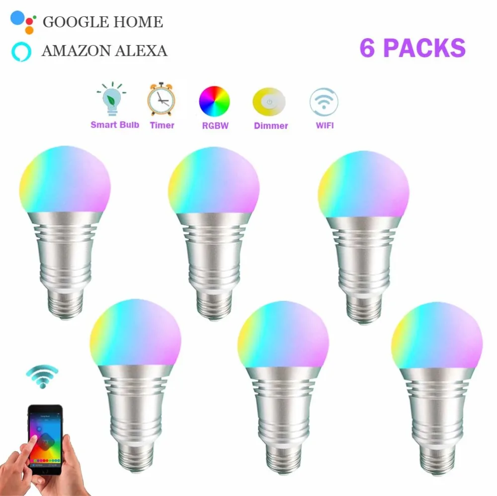 Smart WiFi Light Bulb,7W E27 RGBW Dimmable Smart Wireless WiFi Remote Control Bulb,Lamp Light For Alexa Google home (4Pack)
Smart WiFi Light Bulb,7W E27 RGBW Dimmable Smart Wireless WiFi Remote Control Bulb,Lamp Light For Alexa Google home (4Pack)