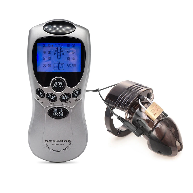 Toys For Adults Electro Shock Penis Chastity Cage Sex Toys Electric Shock Penis Cage Cockring Chastity Device Sex Toys For Men