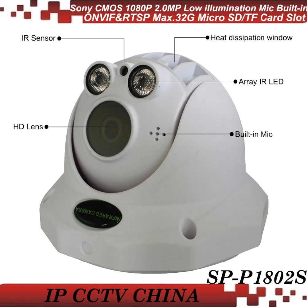 

SunEyes  SP-P1802S ONVIF Dome IP Camera Full HD 1080P with SONY Sensor with Two Way Audio and Micro SD/TF Card Slot Array IR LED